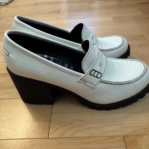 Dirty Laundry White Chunky Heel Loafers